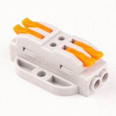 Клема з'єднувальна СМК-722 двостороння сіра, з кріпленням